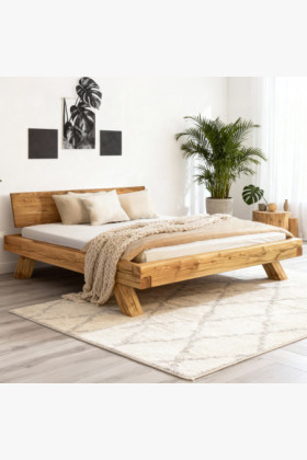 Massives Eichenholz Doppelbett 160x200 cm naturholz